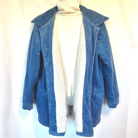 VTG 90s BLAIR SHERPA LINED THICK RIBBED CORDUROY BUTTON UP PERIWINKLE SHACKET XL - Picture 6 of 15